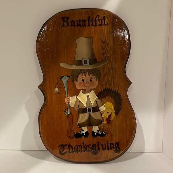 Other - Adorable Hand Painted Vintage Thanksgiving Plaque